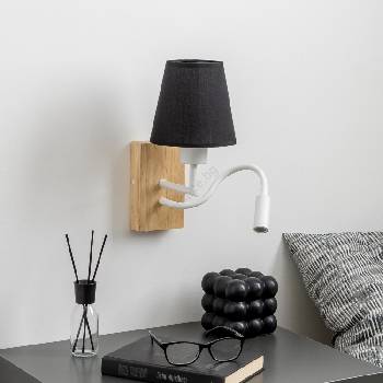 Brilagi - LED Аплик NUBILA WOOD 1xE27/25W/230V + LED/3W дъб/черен (BG1565A)