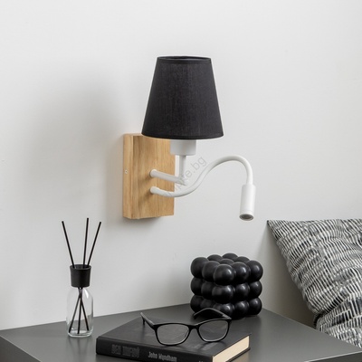 Brilagi - LED Аплик NUBILA WOOD 1xE27/25W/230V + LED/3W дъб/черен (BG1565A)