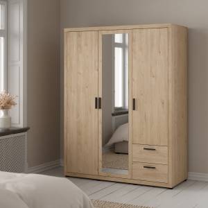  Гардероб трикрилен Mira 3D2S Дъб Jackson Hickory