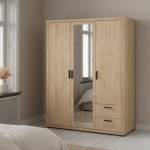  Гардероб трикрилен Mira 3D2S Дъб Jackson Hickory