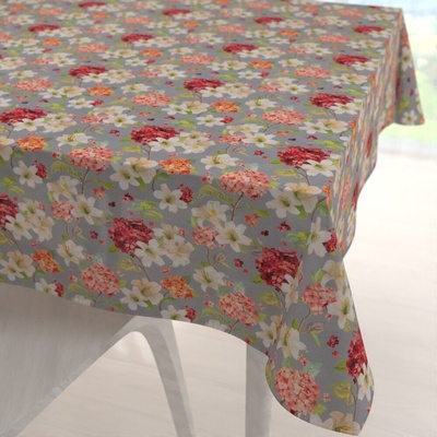 Biante Dekoračný štvorcový obrus PML-092 Hortenzie a ľalie na sivom 70x70 cm