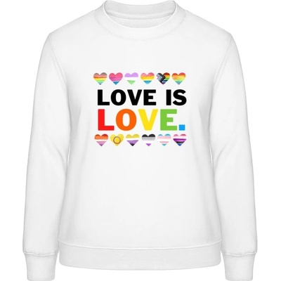 AWDis Sweat mikina Nápis Love is Love arktická biela