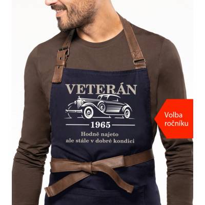 Kariban HobbyTriko Zástěra k narozeninám Exclusive Veterán Tmavě modrá