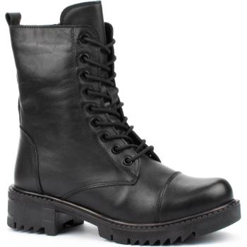 Image 1 of Дамски боти от естествена кожа с връзки и цип