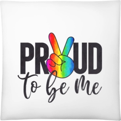 Darčeky PrintEQ Dúhový Vankúš s Nápisom Proud to be me Biela 40x40