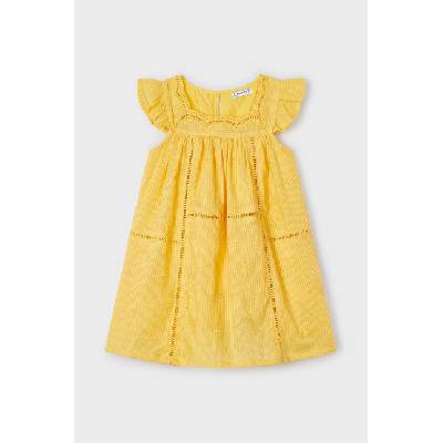 Mayoral Детска памучна рокля Mayoral в жълто къса разкроена (3930.6F.Mini.PPYH)
