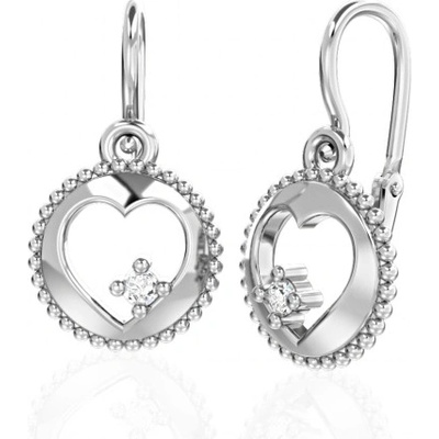 Couple, Srdíčkové dětské náušnice Orin, bílé zlato s brilianty, 585-66-3-0682.1B00.0.00.FVS.000.14