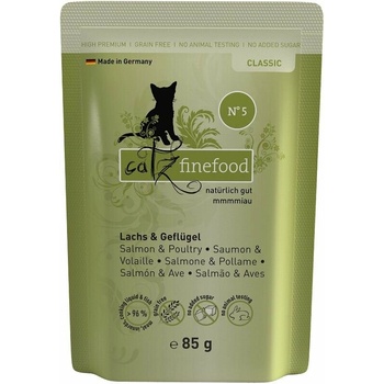 Catz finefood Classic Kitten No.5 s lososom hydinovým mäsom a špenátom 85 g