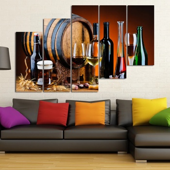 Vivid Home Декоративни панели Vivid Home от 5 части, Вино, PVC, 110x65 см, 8-ма Форма №0906