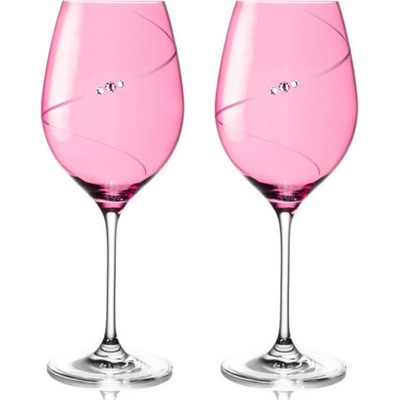 Swarovski Diamante pohár na červené víno Silhouette City Pink s kryštálmi 2 x 470 ml