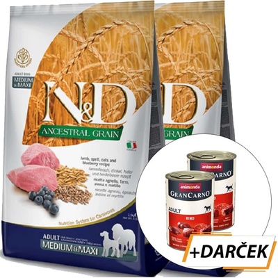 N&D Low Grain Adult Medium&maxi Lamb Spelt Oats & Blueberry 2 x 12 kg