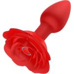 Lonely Rose Plug - вибриращ анален плъг с дистанционно и акумулатор, червен
