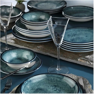 Asir Jídelní sada modrá porcelán 710KTP3393 18 ks