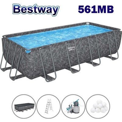 Bestway Басейн с конструкция, сглобяем, 549x274x132 см, Bestway 561KA APX 365, с филтърна помпа, стълба и покривало (561KA APX 365)