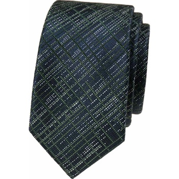 Úzka kravata s farebnými čiarkami modrá