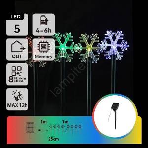 Aigostar - LED RGBY Соларно коледно осветително тяло LED/1, 2V/8 функции 1m IP65 800mAh снежинки (AI2213)