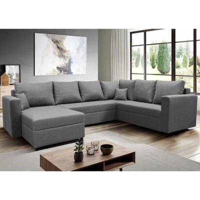 Filex Универсален разтегателен ъглов диван seya с u-образна форма и място за съхранение, сив (ff0030)