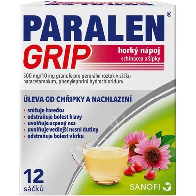 PARALEN GRIP HORKÝ NÁPOJ ECHINACEA A ŠÍPKY POR 500MG/10MG POR GRA SOL SCC 12