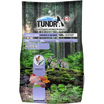 TUNDRA Kitten Cat - висококачествена храна за подрастващи котенца от всички породи, БЕЗ ЗЪРНО, с птиче месо и сьомга, Боровинки, Моркови и Ябълки - 1, 5 кг, Германия - 17204