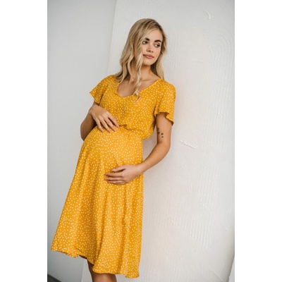 Tehotenské šaty na dojčenie Lovely Midi Dress Mustard SS