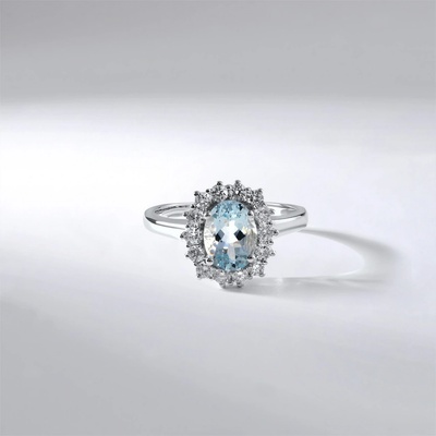 Lillian Vassago Prsten s akvamarínem a brilianty v bílém zlatě LLV59 DR161WAQ