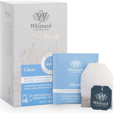 Whittard Glow zelený čaj s ibiškem a jablkem pro vlasy a pleť 20 sáčků
