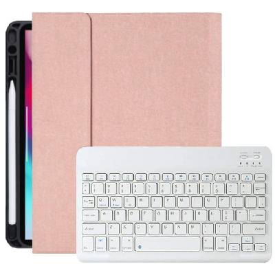 Калъф с бяла клавиатура и място за Apple Pencil за iPad Pro 11" (2018-2022) - розово (24178)