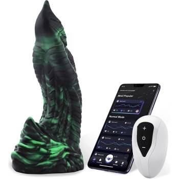 HISMITH WDA015-M Wildolo Glow in the Dark Fantasy Dildo Vibrator with App 24cm Green