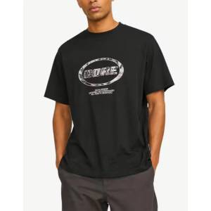 JACK & JONES Jcolido Aop Front Print Tee SS Crew Neck Black - magazinko