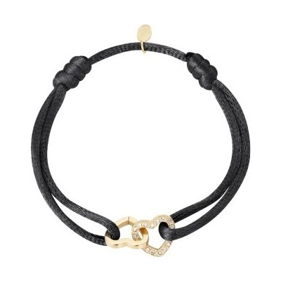 Ornamenti pozlacený náramek double Hearts black gold OOR300195