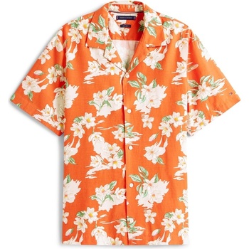 Tommy Hilfiger Men's Floral Short-Sleeve Patterned Shirt - Orange 0KP