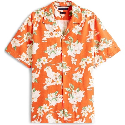 Tommy Hilfiger Men's Floral Short-Sleeve Patterned Shirt - Orange 0KP