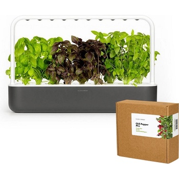 Click & Grow Комплект Click and Grow смарт саксия Smart Garden 9, Сива + семена 9 броя Чили чушки микс (SG9S8UNI_Chili Pepper Mix)