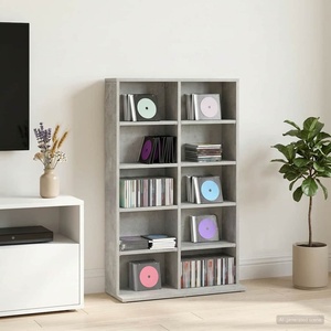 vidaXL Кабинет за CD Бетонно сиво 65 x 23, 5 x 97, 5 см (8012680)