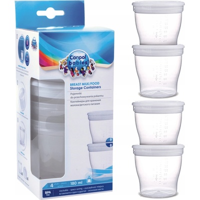 Canpol Babies Zásobníky s víčkem na uchování pokrmů 4 ks 180 ml