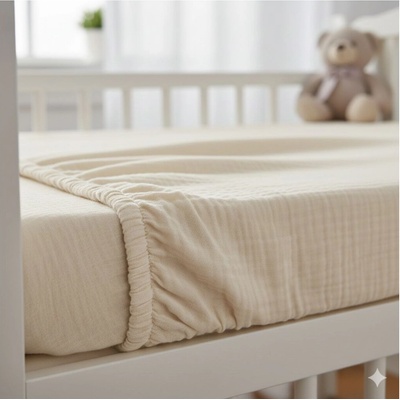 Prem Mušelínové prestieradlo Cream 60x120