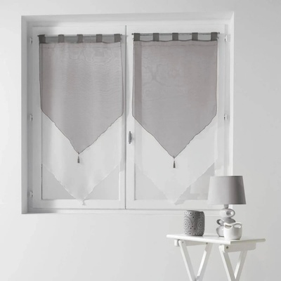 Douceur d'intérieur Krátká záclona s poutky DUO, voál, s třásněmi, 2 kusy 60 x 120 cm šedá