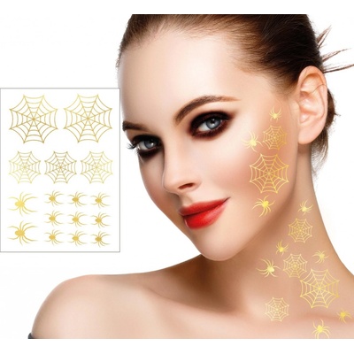 GuircaZlaté pavučiny s pavouky - nalepovací tetování