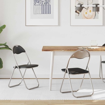 vidaXL Сгъваем стол 2 pcs Черен и Сив 48 x 43, 5 x 81 см Изкуствена (42029043)