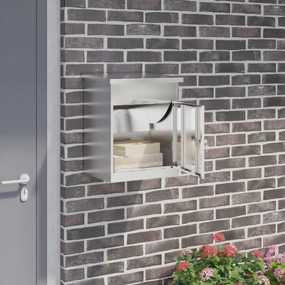 vidaXL Пощенска кутия за пратки с врата Сребрист 47, 5 x 38 x 59 см (874944)
