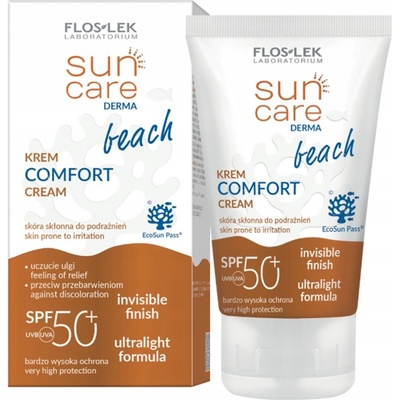 FlosLek Laboratorium Sun Care Derma Beach lehký ochranný krém na obličej SPF50+ 50 ml