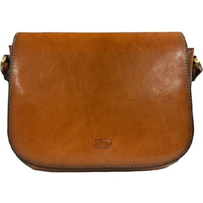 Katana crossbody kožená kabelka s klopou koňaková 82802-10