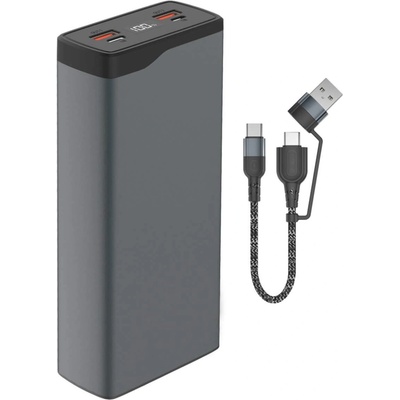 4smarts Powerbank VoltHub Pro 26800mAh 22.5W Quick Charge - външна батерия с USB-C и USB изходи за зареждане на мобилни устройства (тъмносив)