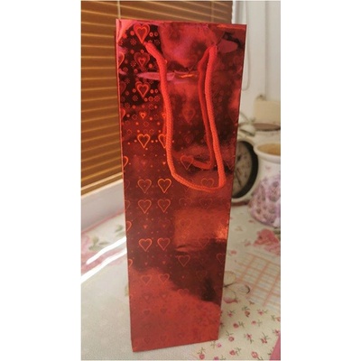 Darčeková taška na alkohol 33 x 10 x 9 cm holografická červená