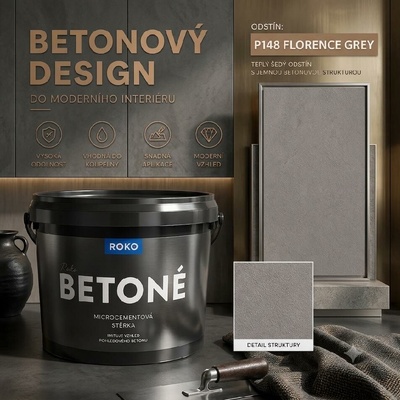Rokospol Roko Betoné dekorativní stěrka P148 Florence Grey 7 kg