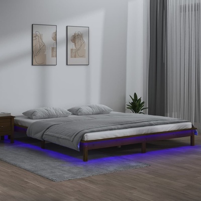 Petrashop 820644 Rám postele s LED medový / masivní dřevo