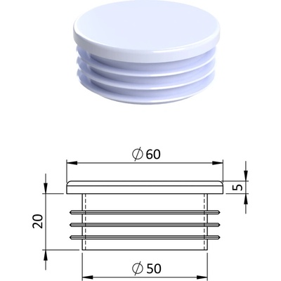 Vnitřní krytka kulatá ø 60 mm plastová, bílá