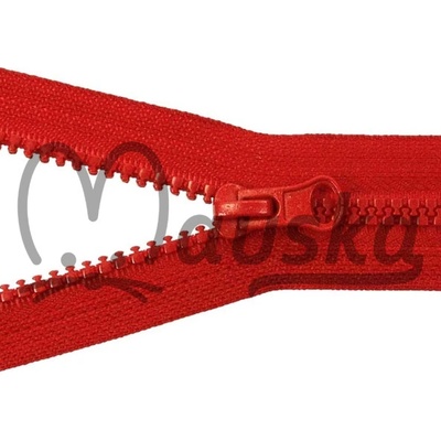 Zip kostěný bundový 5mm dělitelný délka 40 cm - ČERVENÁ