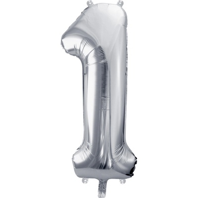 Amascane Fóliový balón číslo 1 strieborný 33x86cm