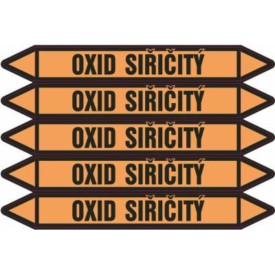 Grafiko | Oxid siřičitý - dle ČSN 13 0072 - Materiál Samolepící PVC folie, Rozměr aršík 5ks šipka 350x52mm